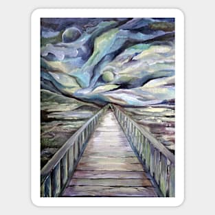 Scandinavian  Cold Winter  Landscape in Surrealism Style Watercolor Magnet